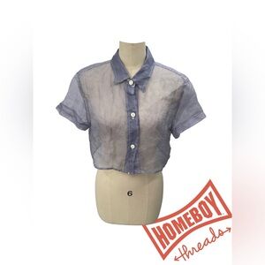 Sheer Blue Button Down Shirt
